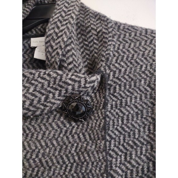 Soft Surroundings Gray Wrap Sweater Cardigan Size Small Wool Blend herringbone - Picture 3 of 8
